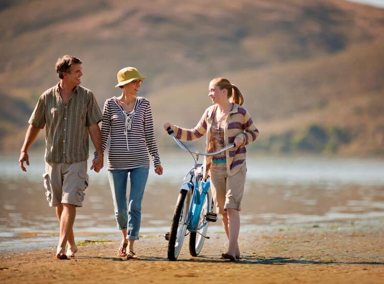 family on beach